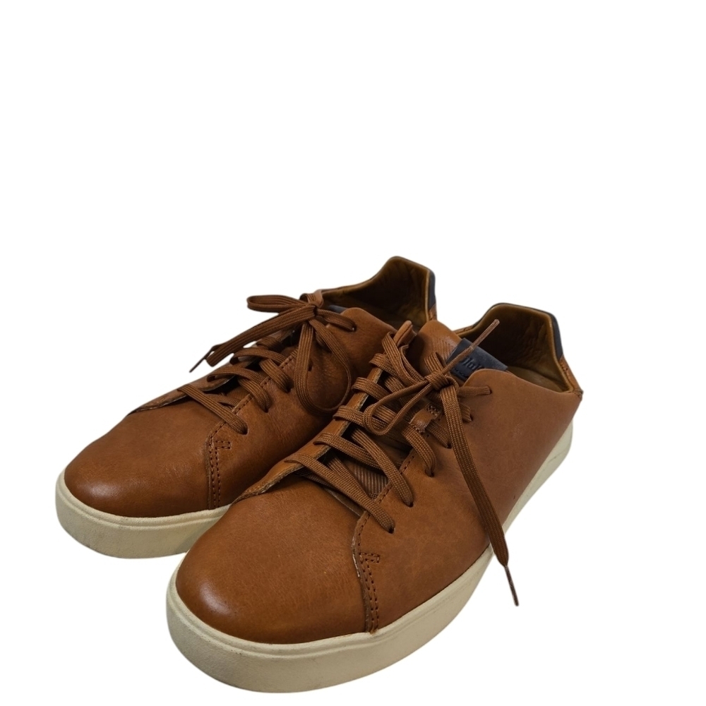 OluKai Men's Lae'ahi Lī 'Ili Leather Lace Up Sneakers- Fox Tan Brown - 9 M - Picture 4 of 9